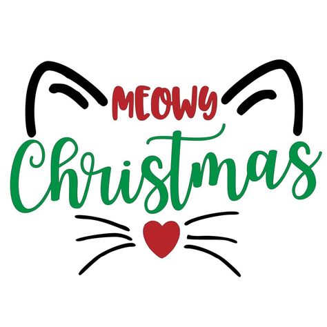 #cricut #christmas #cat #meow #crazycatlady Christmas Cat Printable, Christmas Htv Ideas, Cat Cricut Ideas, Cricut Cat Project, Cat Cricut Projects, Christmas Logo Ideas, Cricut Xmas Gift Ideas, Christmas Silhouette Images, Christmas Cricut Shirts