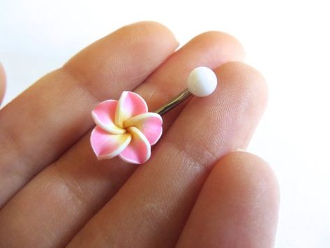 Pink Hawaiian Flower Plumeria Belly Button Ring Hawaii Navel Stud Jewelry Bar Barbell Piercing Tropi Belly Rings Stud, Cute Nose Rings, Cute Belly Rings, Jewelry Bar, Bellybutton Piercings, Belly Button Piercing Jewelry, Belly Piercing Jewelry, Barbell Piercing, Belly Button Jewelry