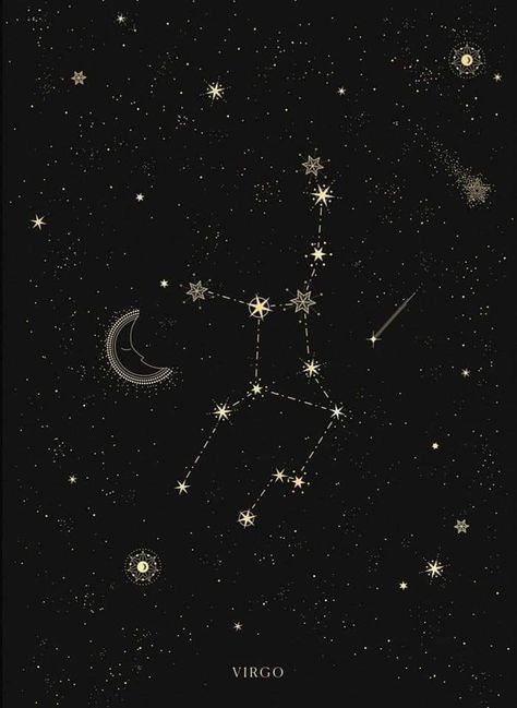 Virgo Aesthetic Wallpaper Black, C Tatoos, Astrology Icons, Virgo Star Constellation, Sun Universe, Book Friends, Virgo Star, Capricorn Constellation, Virgo Constellation