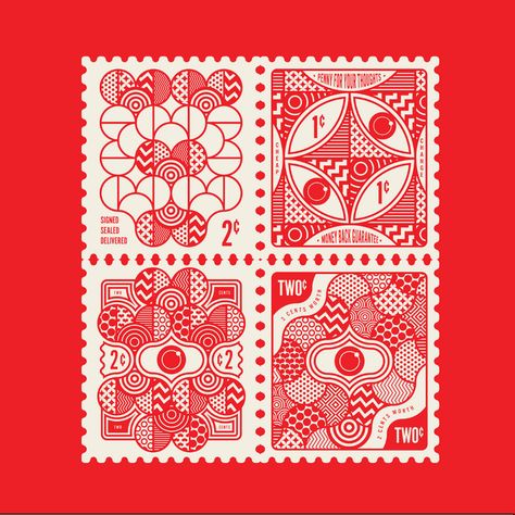 Behance :: Para você Stamp Graphic Design, Postage Stamp Design, Postal Vintage, Vintage Postage, Graphic Design Pattern, Post Stamp, Line Illustration, Stamp Design, Design Patterns