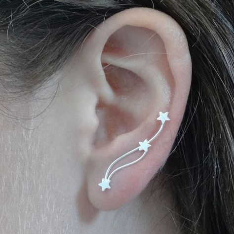 Seven Sisters Constellation, Full Ear Earrings, Edgy Silver Earrings, Pleiades Constellation, Climber Earrings Silver, Constellation Of Stars, Climbing Earrings, Silver Ear Climbers, Ear Cuff Jewelry