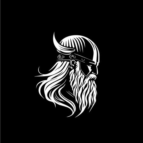 Nordic man head in helmet with horns emblem, Viking logo template, ancient warrior sign, medieval artisan of craftsman mascot. Vector illustration. Helmet With Horns, Viking Head, Ancient Warrior, Viking Logo, Logo Templates, Vikings, Vector Art, Vector Free, Vector Illustration