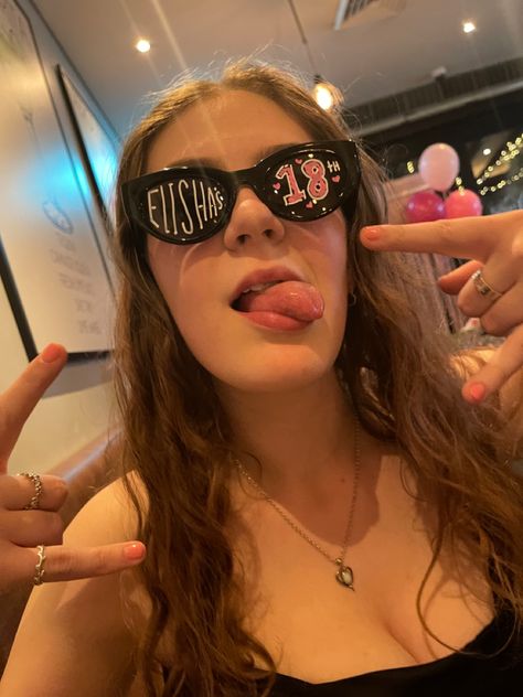 Cool 21st Birthday Ideas, Sweet 16 Party Ideas Themes Spring, Writing On Sunglasses Party, 18th Birthday Party Outfits, 18th Party Outfit, Glasses With Writing On Them Party, 19th Birthday Ideas Party Theme, Party Accessories Ideas, Photo Both For Party