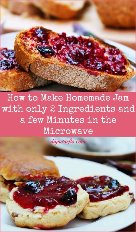 How to Make Homemade Jam with only 2 Ingredients and a few Minutes in the Microwave Microwave Jam, Diy Jam, Jam Making, Homemade Foods, Homemade Condiments, Microwave Cooking, Jams And Jellies, Homemade Butter, Homemade Jam