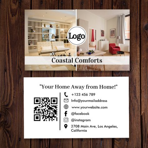 Modern Airbnb Vacation Rental QR Code Logo Business Card Modern Airbnb, Vacation Rental Business, Airbnb Business, Rental Business, Logo Business, Business Card Logo, Facebook Instagram, Graphic Design Inspiration, Business Logo