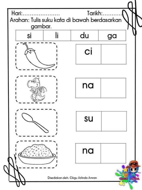 Bahasa Melayu Worksheet, Latihan Bahasa Melayu Prasekolah, Writing Sentences Kindergarten, Worksheets For Playgroup, Sentences Kindergarten, Kindergarten Math Worksheets Addition, Preschool Activity Books, Writing Sentences, Kindergarten Math Worksheets Free