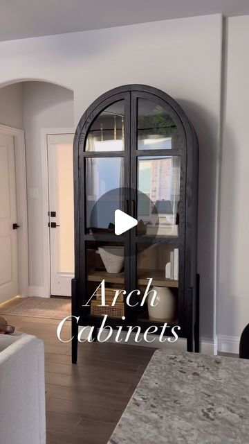 Arched Cabinet Living Room, Arches In Homes, Studio Mcgee Design, Arched French Doors Interior, Barrel Wall Decor, Arch Cabinets, Mcgee Design, Arched Cabinets, Transitional Modern Home