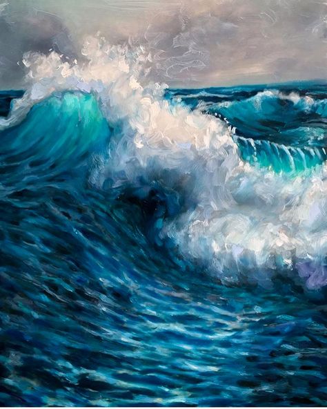 Lindsay Rapp Lindsay Rapp, Glossy Paint, My Art Studio, Ocean Art, Ocean Waves, Realism, Sketch, Texture Painting, Beautiful Landscapes