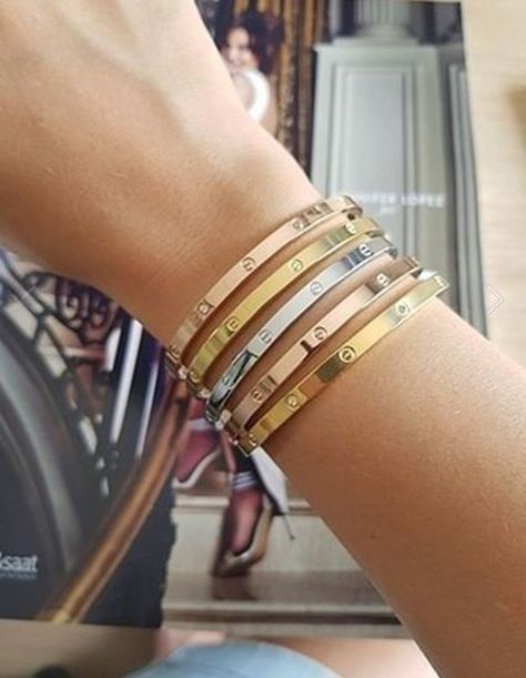 Cartier Love Bracelet Stack, Love Bracelet Stack, Jewelry To Buy, Jewelry Looks, Bracelet Love, Girly Gifts, Dress Up Outfits, Love Bracelet, Cartier Love