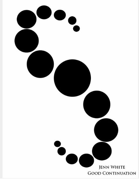 Continuation and similarity drives us to see one "S" like shape Continuation Design, Similarity Gestalt Design, Tear Drop Aethstetic, Rhythm Design, Gestalt Principles, Stippling Art, Abstract Graphic Design, Center Point, Trash Polka