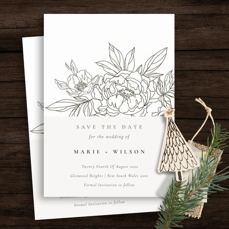 Brown Wedding Themes, Save The Date Floral, Rustic Wedding Save The Dates, Floral Sketch, Rustic Save The Dates, Black And White Wedding Invitations, Floral Save The Dates, Date Invitation, Brown Wedding