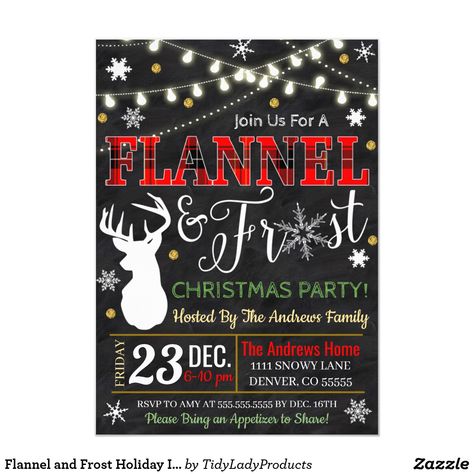 Flannel and Frost Holiday Invitation Plaid Christmas Party, Xmas Party Invitations, Christmas Party Invite, Cocktail Party Invitation, Holiday Graphics, Holiday Cocktail Party, Holiday Cocktail, Bachelorette Party Invitations, Holiday Invitations