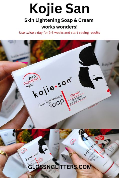 Kojie San Skin Lightening Soap Review | Glossnglitters.com Kojie San Soap Original, Koji San Soap, Kojie San Soap Before And After, Kojic Soap Before And After, Kojic Acid Before And After, Kojie San Soap, Skin Lightening Lotion, Skincare Wishlist, Skin Lightening Soap