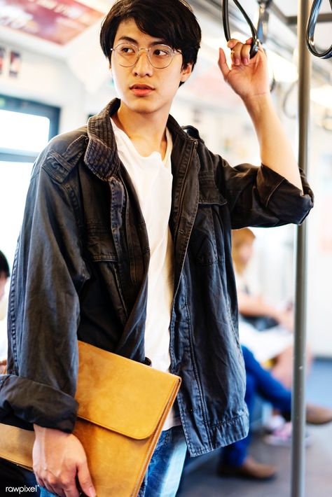 Asian Guy Stand Bus Public Transportation | premium image by rawpixel.com Standing On Subway Reference, Nespresso Photography, Bus Reference, Public Photography, Subway Photoshoot, Bus Photography, Urban Shoot, Sketching Reference, Solo Poses