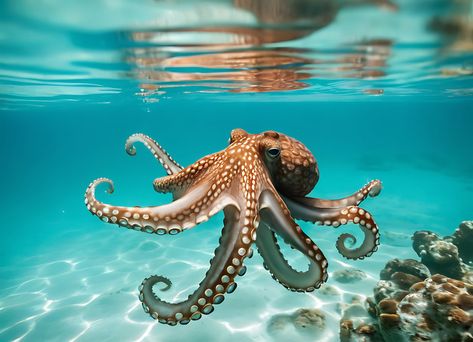 Octopus Reference Photo, Octopus Photography Underwater, Octopus Image, Octopus Photography, Octopus Photos, Undersea Creatures, Coconut Octopus, Beautiful Octopus, Octopus Pictures