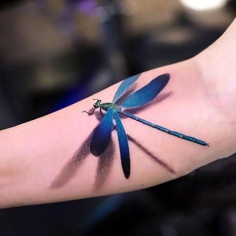 Beautiful bright dragonfly. Style: Realistic. Color: Blue. Tags: 3D, Popular, Amazing Blue Dragonfly Tattoo, Watercolor Dragonfly Tattoo, Tato 3d, Best 3d Tattoos, Small Dragonfly Tattoo, Dragonfly Artwork, Flying Tattoo, Dragonfly Tattoo Design, Watercolor Dragonfly