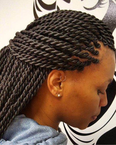 Creative Braids, Rope Twist Braids, Thick Twist, Twisted Braids, Rope Braided Hairstyle, Trendy Braids, Braids Natural, Braided Headband Hairstyle, Rope Braids