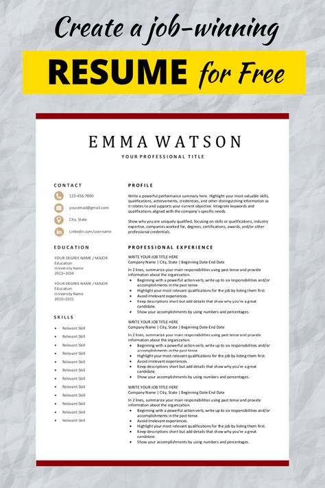 Are you looking for an editable resume template? Download this template for free. You can easily adjust it in Microsoft Word or Pages and save as a PDF file. Recruiters will love its modern design! #freeresumetemplate #simpleresume #resumetemplate #resumetips #freeresume #professionalresume #jobsearch Resume Free Template, Easy Resume Template Free, Printable Resume Template Free, Modern Resume Template Free Download, Resume Template Free Downloadable Simple, Resume Templates Free Downloadable, Free Resume Template Download Editable, Resume Template Free Downloadable, Resume Template Download