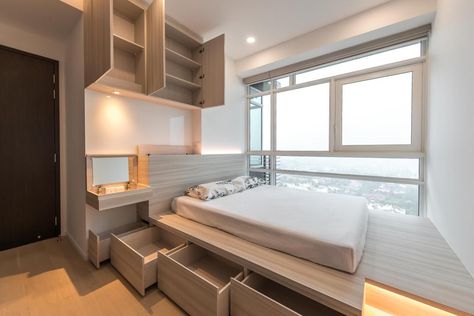 Condominium Interior Design, Condominium Interior, Tiny Bedroom Design, Condo Bedroom, Amazing Bedroom Designs, Singapore Interior, Condo Interior Design, Bed Interior, Small Condo