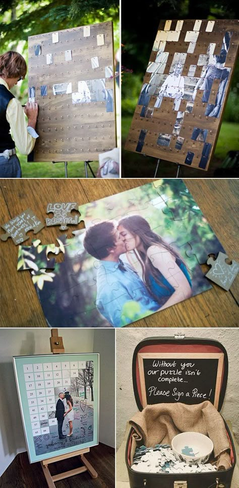 Guest Book Frame Wedding, Puzzle Guest Book, Wedding Puzzle, Boda Diy, Wedding Sparklers, Invitations Diy, Wedding Guest Book Alternatives, Nontraditional Wedding, Wedding Games