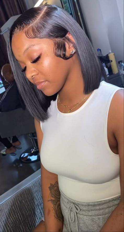 Side Part Bob Black Women Wig, Bob Weave Hairstyles Sew Ins, Frontal Bob Hairstyles, Side Part Bob Quick Weave, Deep Side Part Bob, Side Part Bob Wig, Weave Bob Hairstyles, Weave Bob, Side Part Bob