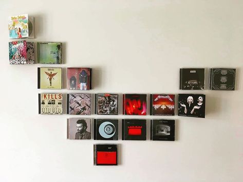 Twelve Inch on Instagram: “Shout out to @mortenstadel for taking this picture of a very creative way of making your old but gold cd’s float on the wall with the…” Decorating With Vinyl Records, Sydney Apartment, Futuristic Decor, Cd Wall, Vinyl Record Display, Cd Holder, Old But Gold, Record Display, Room Redesign