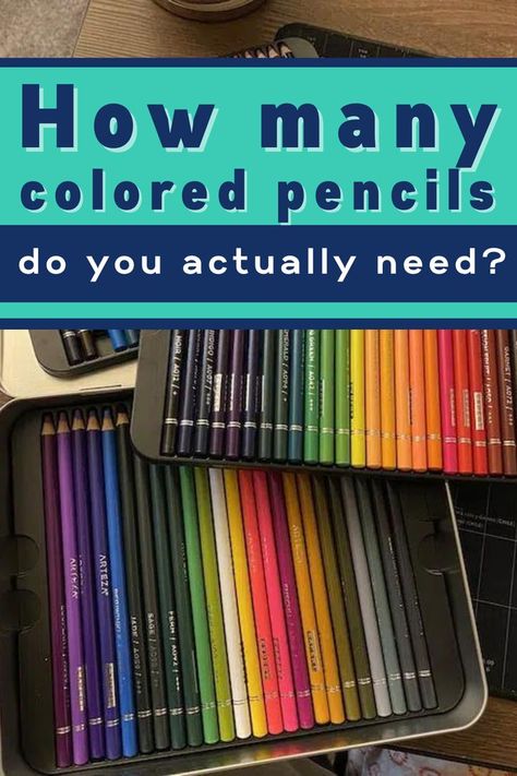 It's so much fun to buy colored pencils! How many colored pencils are actually need though? If you're getting ready for your next colored pencil project or colored pencil lesson, learn how many colored pencils you should start with! Colored Pencils Art Ideas, Sketching With Colored Pencils, Painting With Pencil Colour, Colored Pencil Worksheet, Colored Pencil Shading, Watercolor Pencils Art, Pencil Challenge, Colored Pencil Lessons, Colored Pencil Artwork Ideas