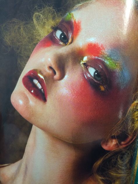 Fantasy makeup out of makeup artist magazine - wet look Magazine Makeup Editorial, Fine Art Makeup, Watercolor Makeup Looks, Smeared Makeup Aesthetic, Fashion Show Makeup Looks, Watercolour Makeup, Extreme Makeup Looks, Wet Look Makeup, Camp Makeup