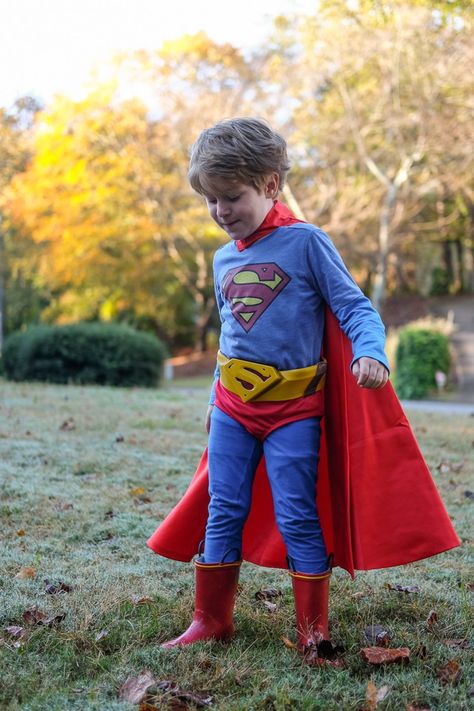 DIY Pieced Together Kids' Superman Costume for Halloween Superman Costume For Men, Toddler Superman Costume, Boys Superman Costume, Infant Superman Costume, Superman Kids Costume, Superman Halloween Costume, Superhero Costumes Kids, Superman Outfit, Diy Superhero Costume