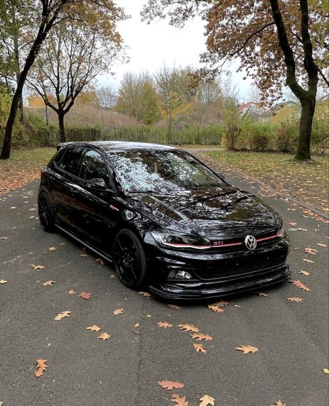 Polo Gti, Fallen Leaves, Black Car, Volkswagen, Golf, Black