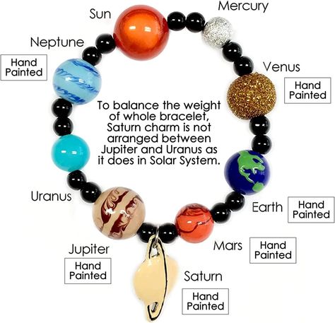 Planet Jewelry Solar System, Universe Jewelry, Solar System Jewelry, Diy Solar System, Solar System Bracelet, Planet Jewelry, Space Solar System, Beaded Projects, Galaxy Jewelry