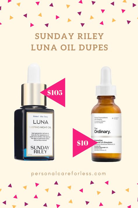 There are plenty of dupes for Sunday Riley Luna face oil, but you need to decide if you want retinoids or not. The Ordinary has possibly the best dupe with retinol and a price that fits any budget. Before And After Acne, Sunday Riley Luna, Sunday Riley Ceo, Skin Care Routine Order, Good Genes, Sunday Riley, Skin Therapy, Best Skincare Products, Face Oil