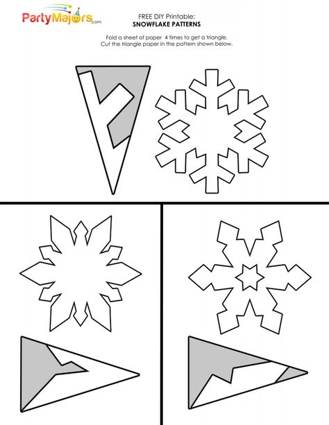 Simple Snowflake Cutout, Cut Snowflake Patterns, Free Printable Snowflake Patterns, Paper Snowflake Template Easy, Folded Snowflake Template, Snowflake Template Easy, Snowman Snowflake Template, Snowflake Cut Outs, Snow Flake Cut Outs