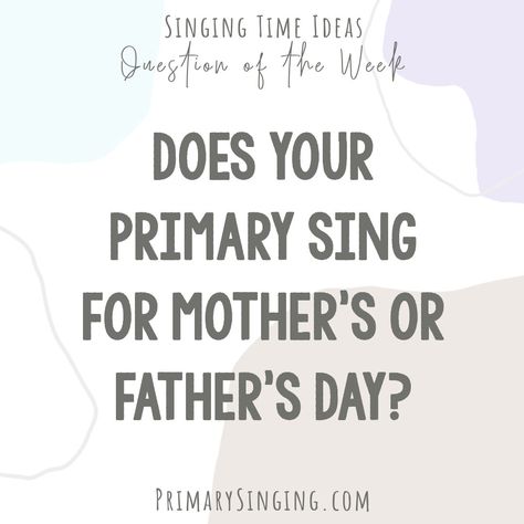 Will your Primary sing for Mother's Day or Father's Day? See these song lists to help you pick the perfect song! Mother's Day song list: https://www.primarysinging.com/mothers-day-primary-songs/ Father's Day song list: https://www.primarysinging.com/fathers-day-primary-songs/ Fathers Day Songs, Lds Primary Songs, Mothers Day Songs, Father Songs, Song Lists, Mother Song, Songs List, Perfect Song, Primary Chorister