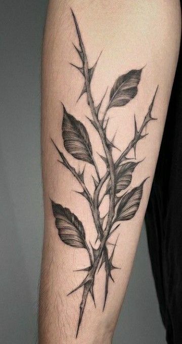 Rose Thorn Tattoo, Rose Vine Tattoos, Thorn Tattoo, Backpiece Tattoo, Pisces Tattoo, Bone Tattoos, More Tattoo, Vine Tattoos, Anime Tattoo