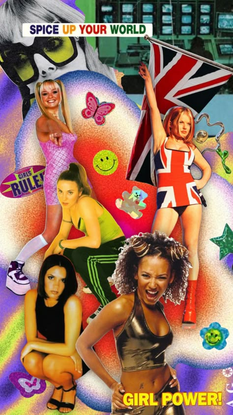 Spice Girls Wallpaper, Spice Girls Aesthetic, Vibes Aesthetic Music, 90s Core, Spice Girls 90s, Spice Girls Dolls, 90s Fancy Dress, Conference Themes, 90s Teen