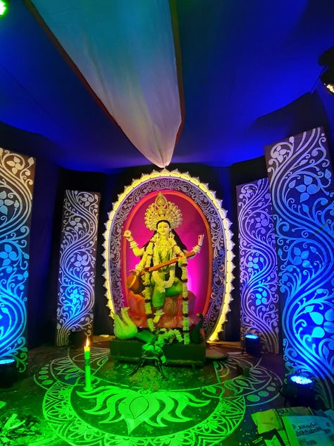 Saraswati Puja Decoration Ideas, Saraswati Puja Decoration, Puja Pandal Decoration, Puja Decoration Ideas, Saraswati Puja Pandal, Decoration Ideas For School, Pandal Decoration, Puja Decoration, Idea For School