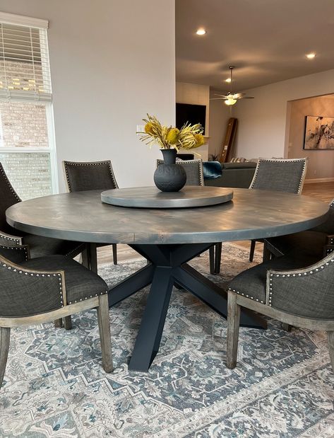 The Spider the Woodhills Knotty Alder Modern Round Dining Table - Etsy 10 Person Round Table, Modern Round Dining Table Set For 6, Round Black Wood Dining Table, Modern Circle Dining Table, 72” Round Table, Dinning Table Round, Round Dining Table Inspiration, Round Table Dining Room Decor Ideas, Modern Dining Room Round Table