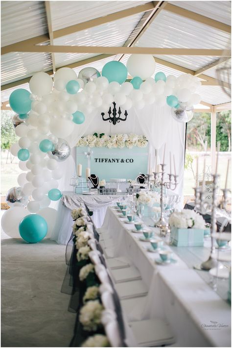 Tiffany Balloon Garland, Tiffany 21st Birthday Party, Tiffany & Co Backdrop, Breakfast At Tiffany’s Balloon Arch, Tiffany And Co Bday Party, Tiffany Blue Engagement Party, Tiffany And Co Theme Party Backdrop, Tiffany And Co Balloon Decor, Tiffany Co Birthday Party