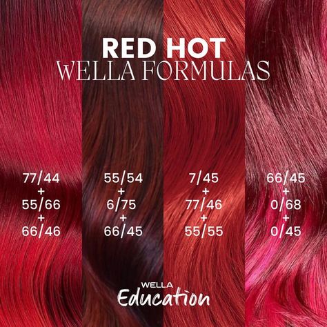 Wella Education | Happy National Cherry Day, #WellaFam! 🍒 Send your clients home with a @wellahairusa Color Fresh Mask in Red for lasting vibrant color… | Instagram Red Copper Hair Color Formulas, Wella Reds Formula, Red Hair Color Dye, Fire Red Hair Color, Wella Reds, Different Shades Of Red Hair, Wella Education, Red Halo Hair, Red Hair Highlights