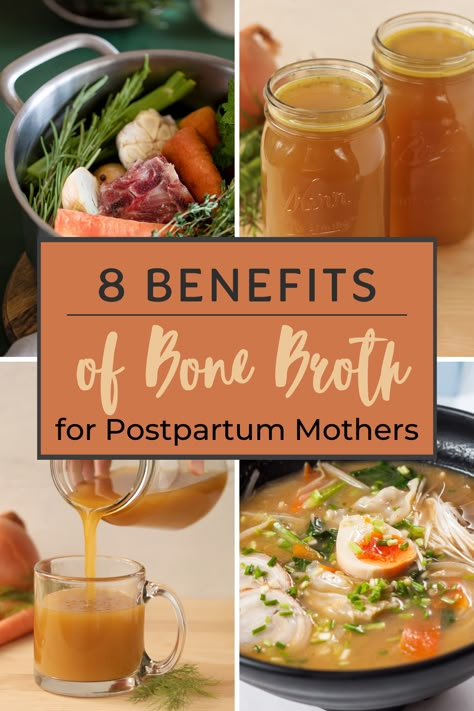 Bone Broth Postpartum, Postpartum Bone Broth Recipe, Post Partum Bone Broth, Recipes For Postpartum Recovery, Freeze Bone Broth, Recipes With Bone Broth, Postpartum Nourishment, Bone Broth Soup Recipes, Bone Broth Recipes