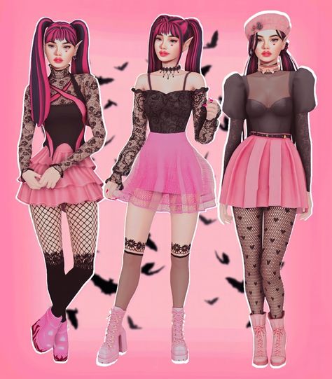 Outfit Reference Drawing Female Dress, Draculara Hair Sims 4 Cc, Sims 4 Pink Cc Maxis Match, Sims Cc Pink Clothes, Mlb Sims 4 Cc, Sims 4 Cc Monster High Draculaura, Monster High Sims 4 Cc Patreon, Draculaura Hair Sims 4 Cc, Sims 4 Gnome Cc