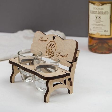 Laser Projects Ideas, Wooden Ring Holder, Shot Glass Holder, Wood Laser Ideas, Unique Wedding Invitation, Cnc Ideas, Glasses Design, Laser Cut Wood Crafts, Laser Engraved Ideas