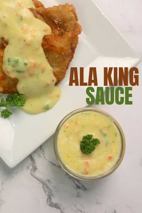 How To Make Ala King Sauce For Chicken Fillet. A Simple and Easy Creamy Sauce For Chicken. Ingredients: 50 grams Butter/ Margarine 2 Tablespoon Carrots (Minced) 2 Tablespoon All Purpose Flour 1/2 Cube Chicken Cubes 1/4 Cup All Purpose cream 1/2 Tablespoon Parsley Salt Black Pepper #AlakingSauce #Alakingsaucerecipe #Homemadealakingsauce Ala King Sauce, Easy Creamy Sauce, Chicken A La King Recipes, Chicken Ala King, Creamy Sauce For Chicken, Ala King, Cream Chicken Recipes, Chicken Cubes, Surgical Equipment