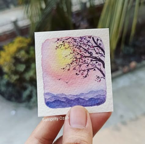 Watercolor Drawing Tutorial, Watercolour Postcards, Watercolour Challenge, Epic Drawings, Watercolor Scenery, Cherry Blossom Painting, Easy Love Drawings, Watercolor Water, Beautiful Art Paintings