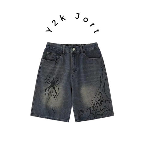 Discover the Comfort and Style of Jorts with this Exclusive Collection - of more than one design! Spider + webs + blue toned vintage look Spoder Web, Spider Design, Spider Webs, Painted Clothes, Clothes Ideas, Fashion Wear, One Design, Exclusive Collection, Vintage Look