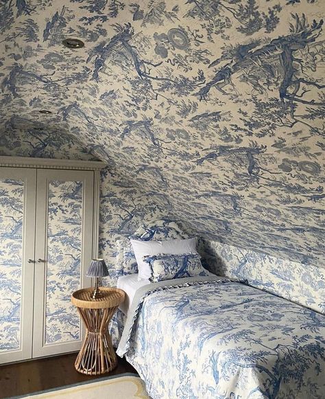 Eaves Bedroom, Color Drenching, Room Children, Maximalist Design, Gorgeous Bedrooms, Loft Room, Country Bedroom, Dreamy Bedrooms, Blue Rooms