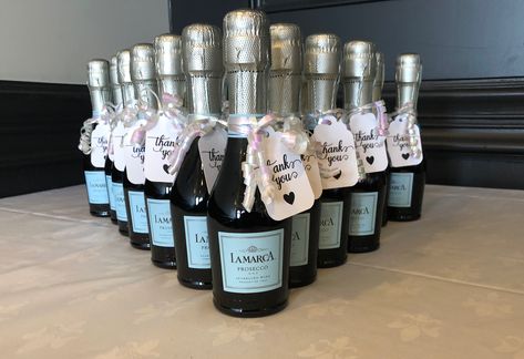 Wedding or bridal shower favors/ table accidents Etc.. Mini Prosecco bottles Bridal Shower Prosecco Favors, Prosecco Bridal Shower Favor, Pearls And Prosecco Bridal Shower Favors, Prosecco Party Favors, Bridal Shower Favors Ideas, Mini Prosecco Bottles, Petals And Prosecco, Pearl Bridal Shower, Wine Birthday