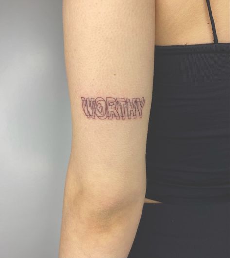 Worthy Tattoo Fonts, Blur Tattoos, Double Line Tattoo, Blurred Tattoo, Worthy Tattoo, Needle Tattoo, Fonts Lettering, Single Needle Tattoo, Blur Effect