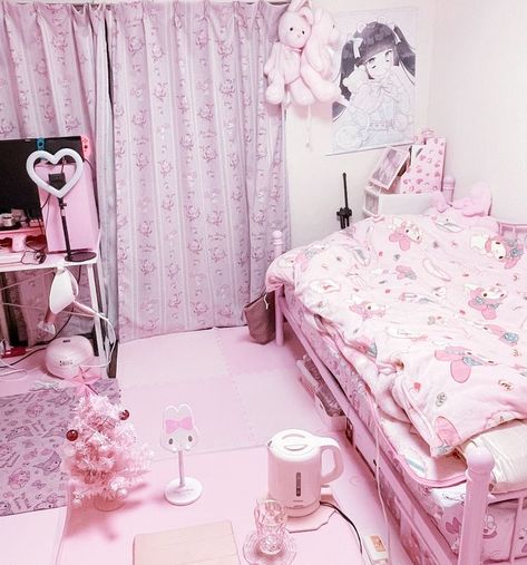 Kawaii Room Ideas, Kawaii Bedroom, Sanrio Stuff, Cute Room, Hello Kitty Rooms, Jirai Kei, Girly Room, Cute Room Ideas, Pretty Room